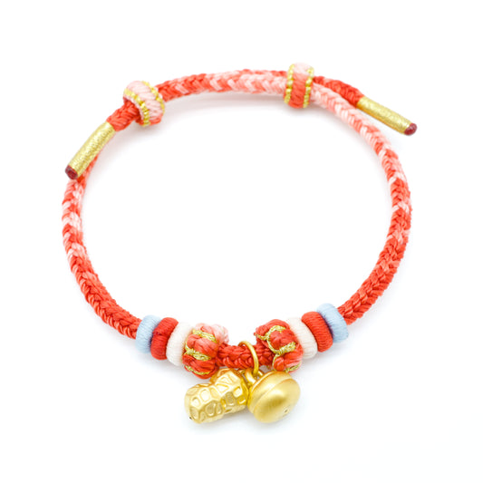 24K Gold Peanut Charm Bracelet