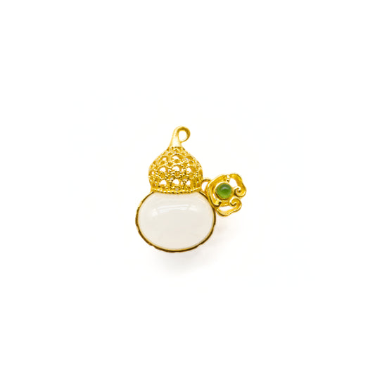 24K Gold Hetian Jade Pendant