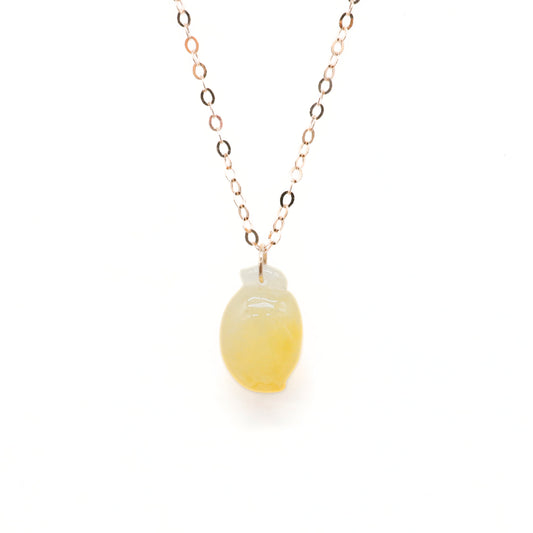 Rose Gold Yellow Hetian Jade Pendant Necklace