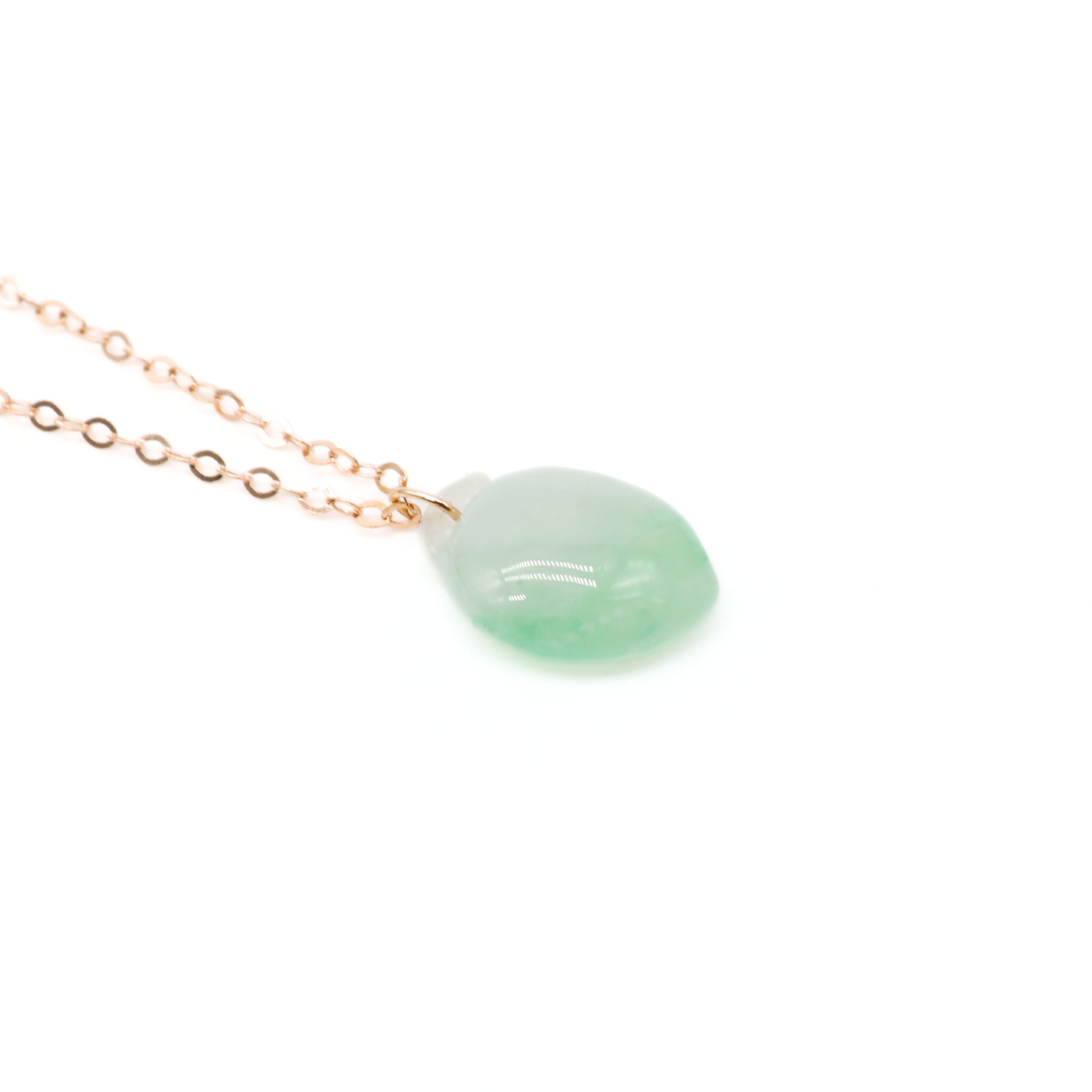 Rose Gold Green Hetian Jade Necklace