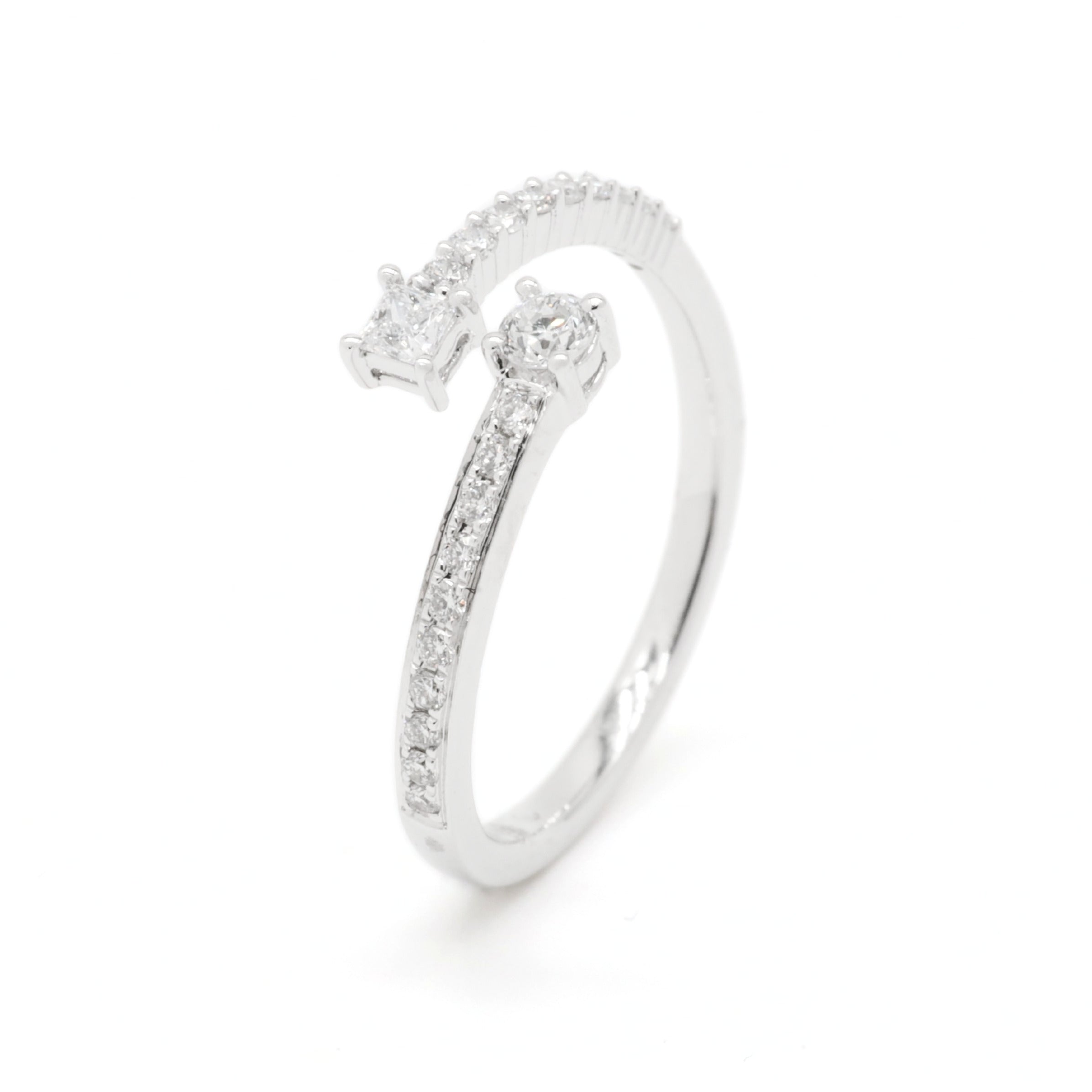 Lab-Grown Diamond Round & Princess Cut Open Ring