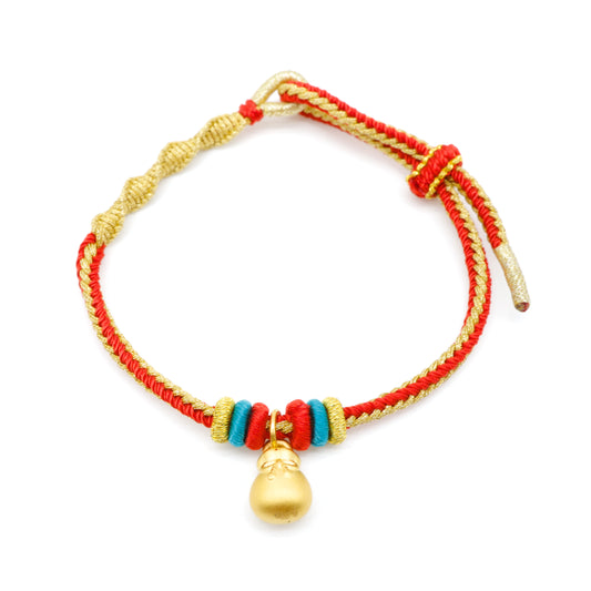 24K Gold Fortune Bag Charm Bracelet