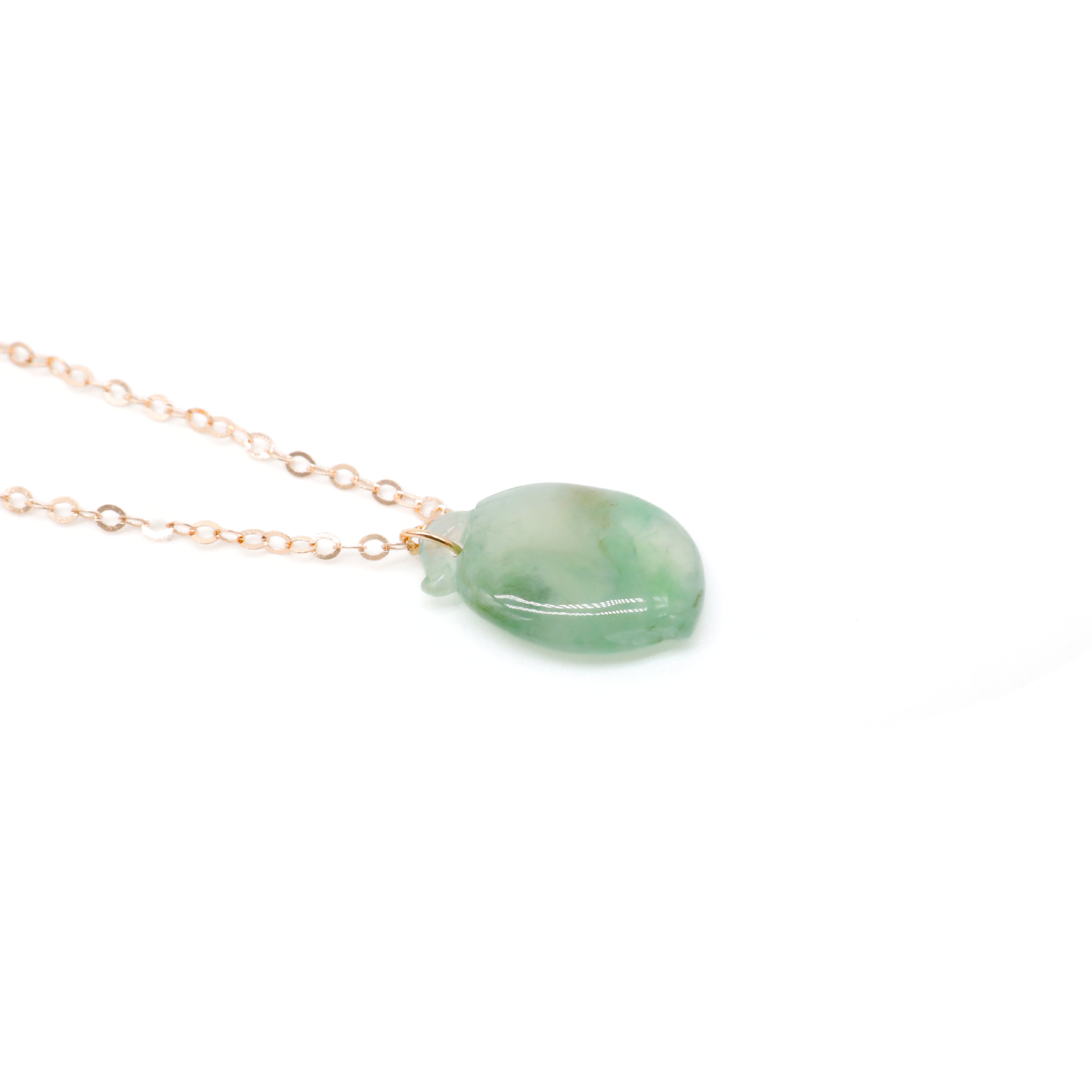 Rose Gold Green Hetian Jade Necklace