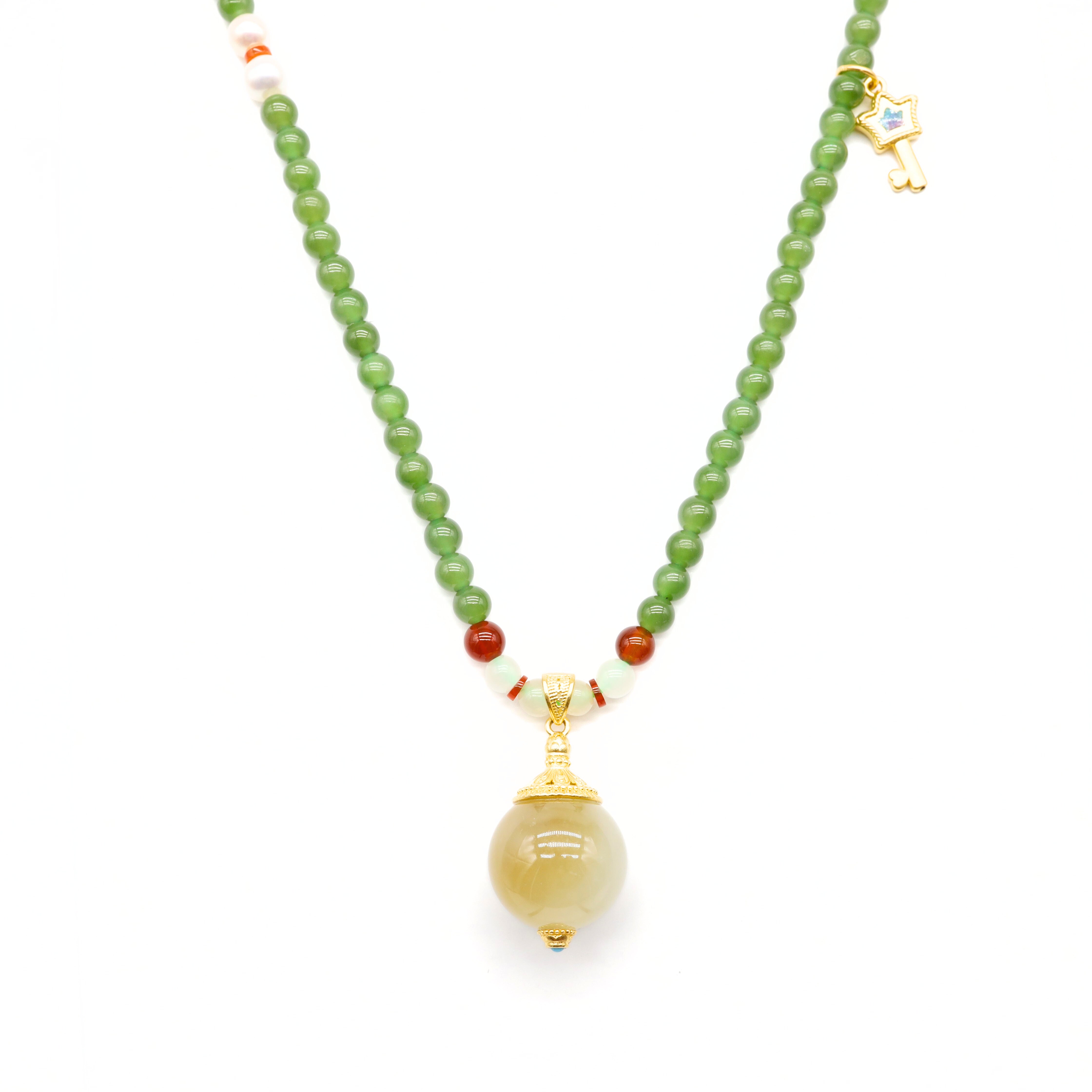 24k GOLD HETIAN JADE NECKLACE