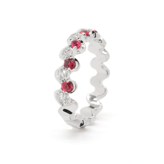 Elegant Lab-Grown Diamond & Ruby Band Ring