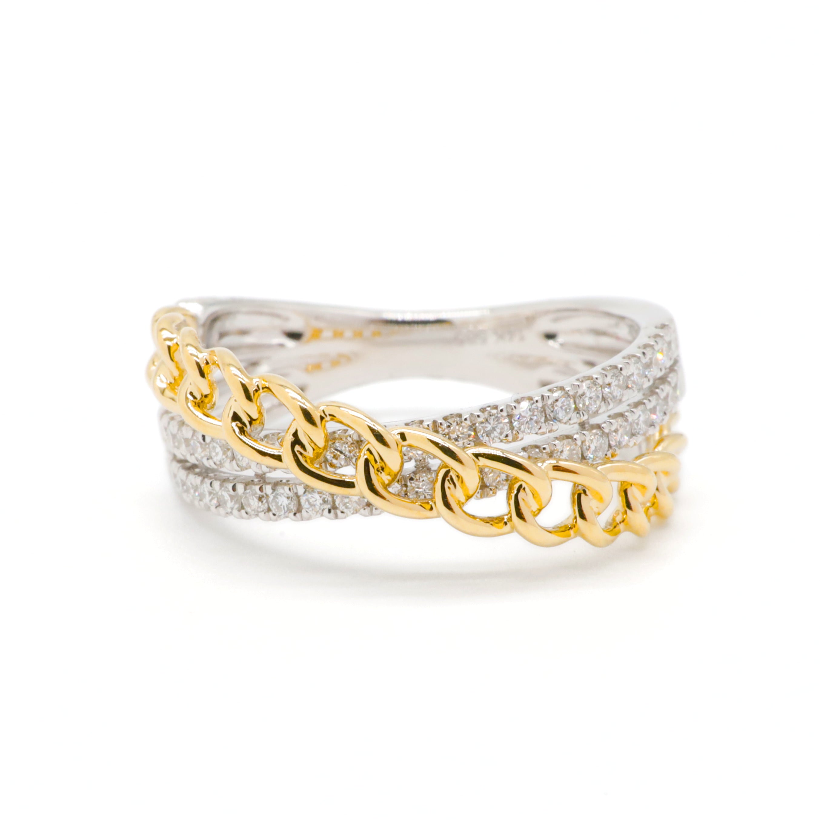 Lab-Grown Diamond Pavé & Chain Link Statement Ring