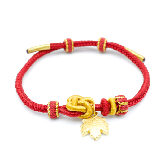 24K Gold Maple Charm Bracelet