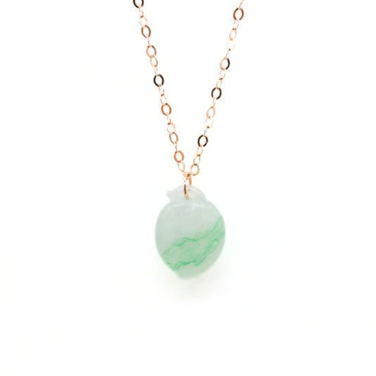 Rose Gold Green Hetian Jade Necklace