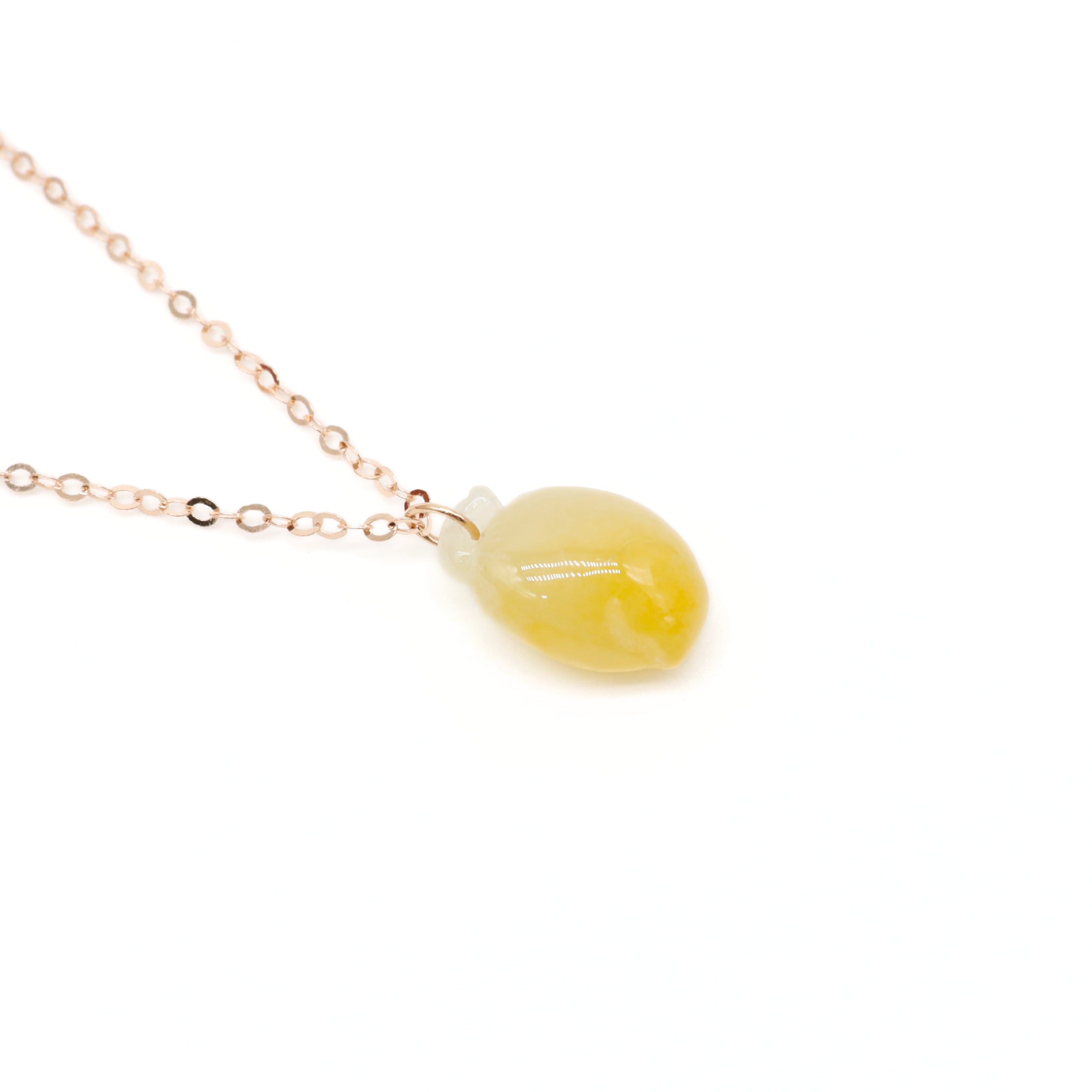 Rose Gold Yellow Hetian Jade Pendant Necklace