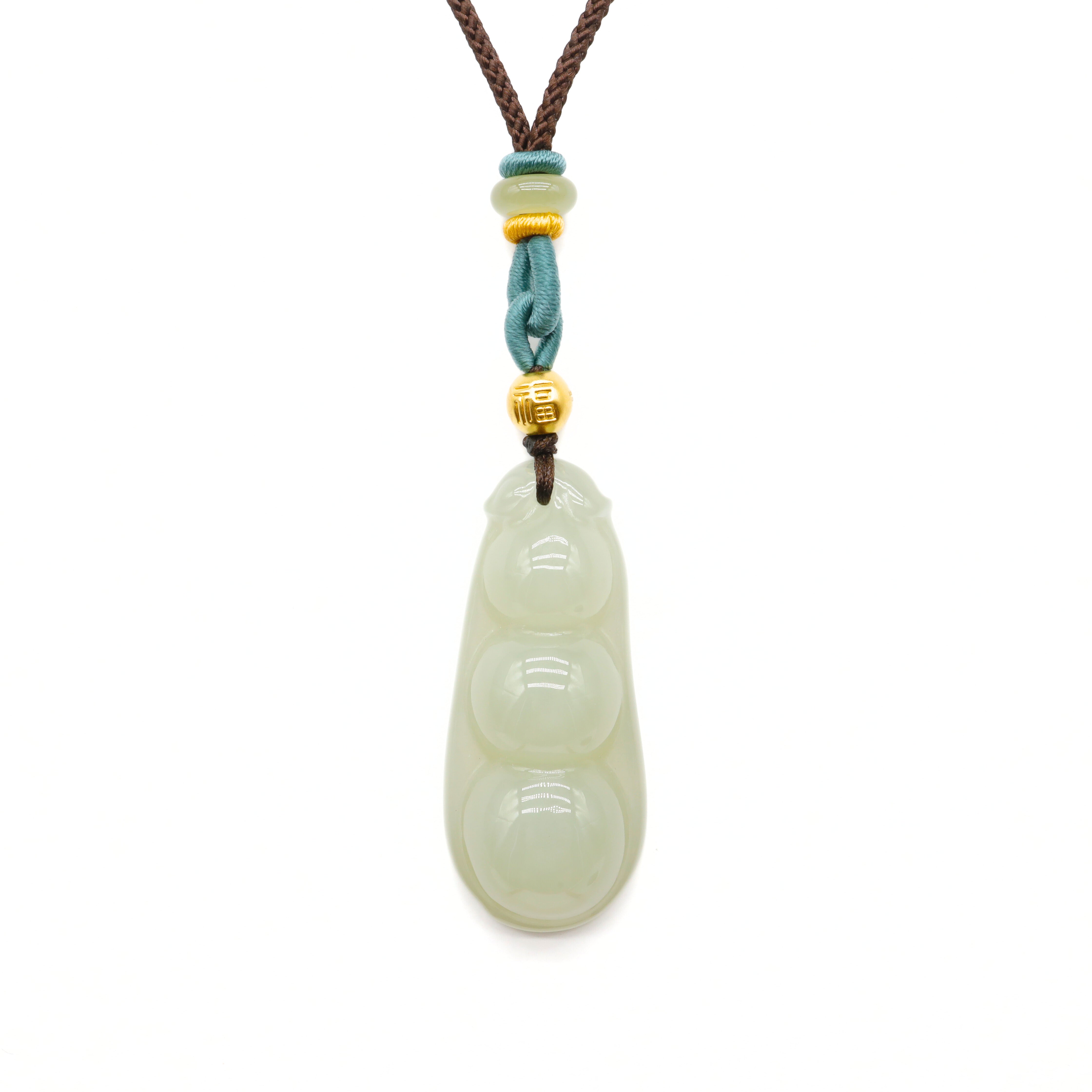 24k GOLD BEAN HETIAN JADE NECKLACE
