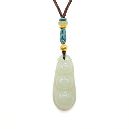24k GOLD BEAN HETIAN JADE NECKLACE