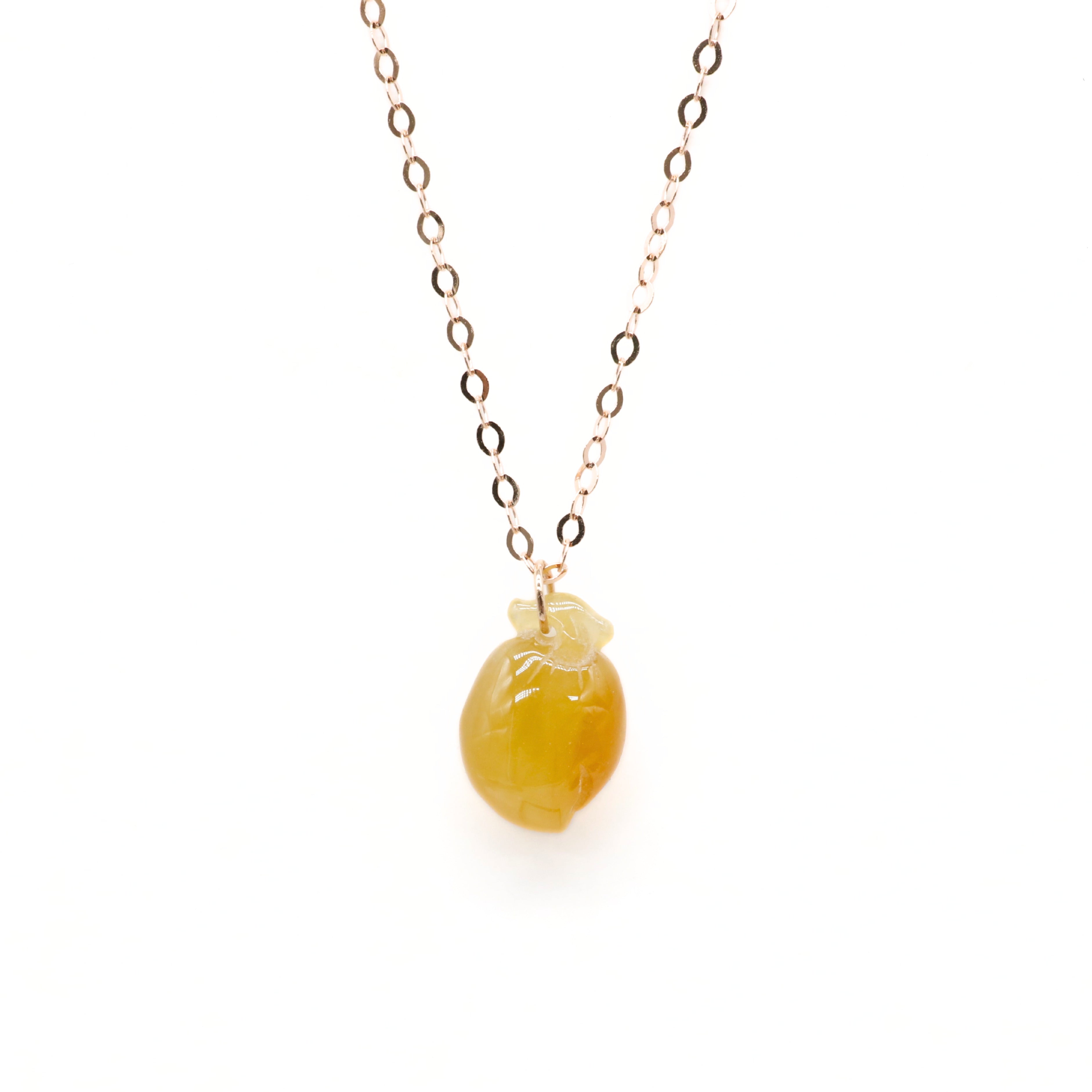 Rose Gold Yellow Hetian Jade Necklace