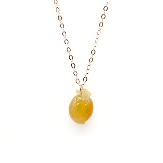 Rose Gold Yellow Hetian Jade Necklace