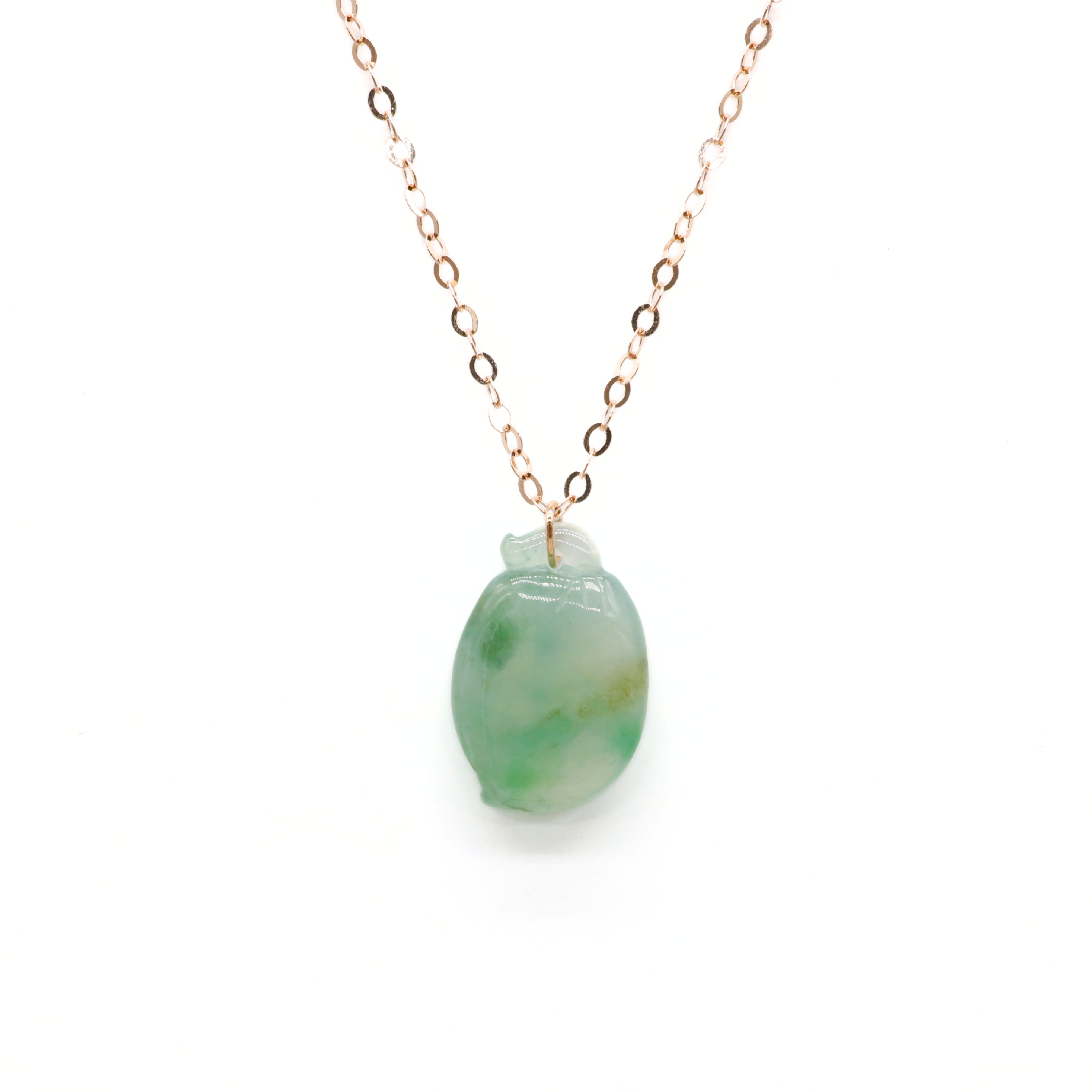 Rose Gold Green Hetian Jade Necklace