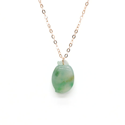Rose Gold Green Hetian Jade Necklace