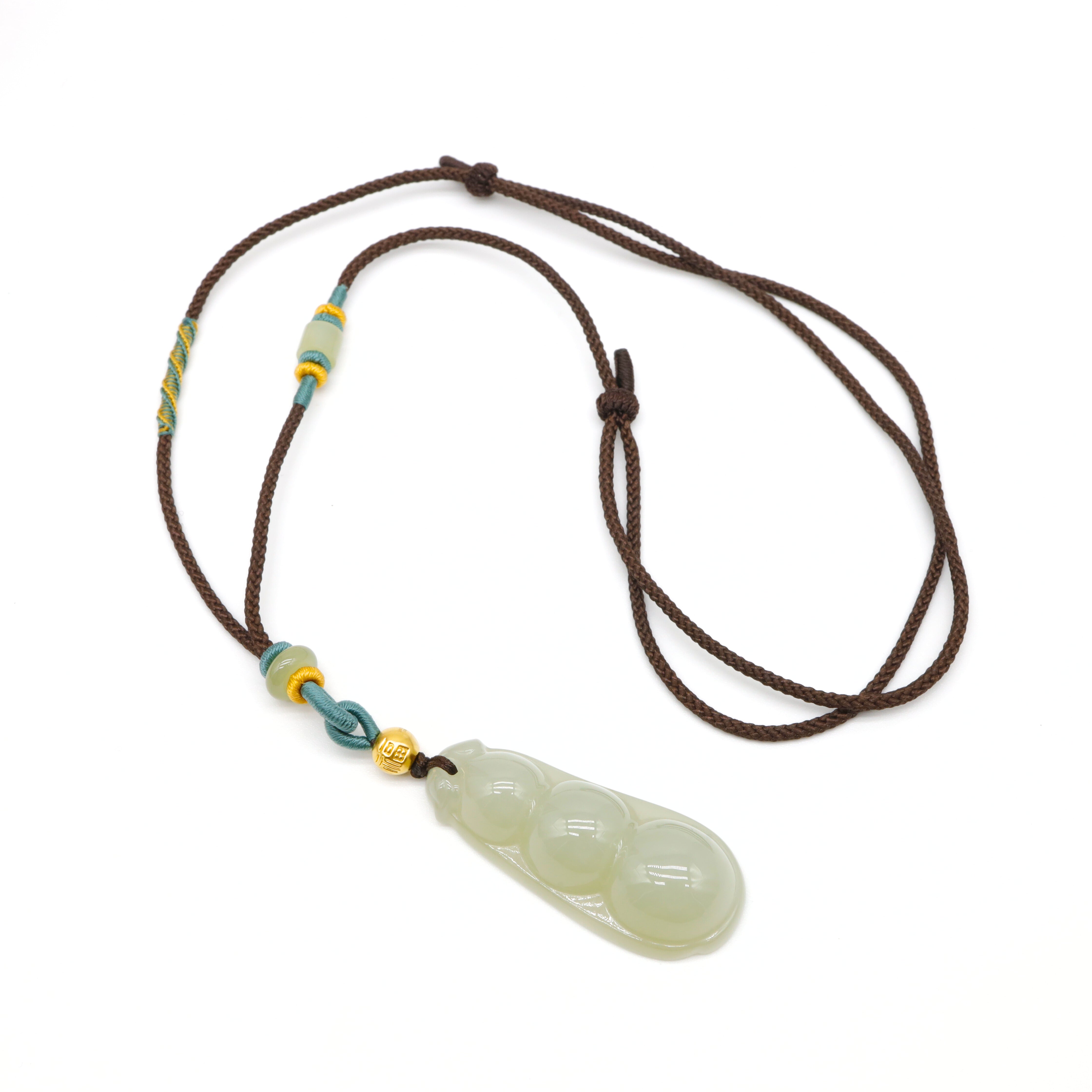 24k GOLD BEAN HETIAN JADE NECKLACE