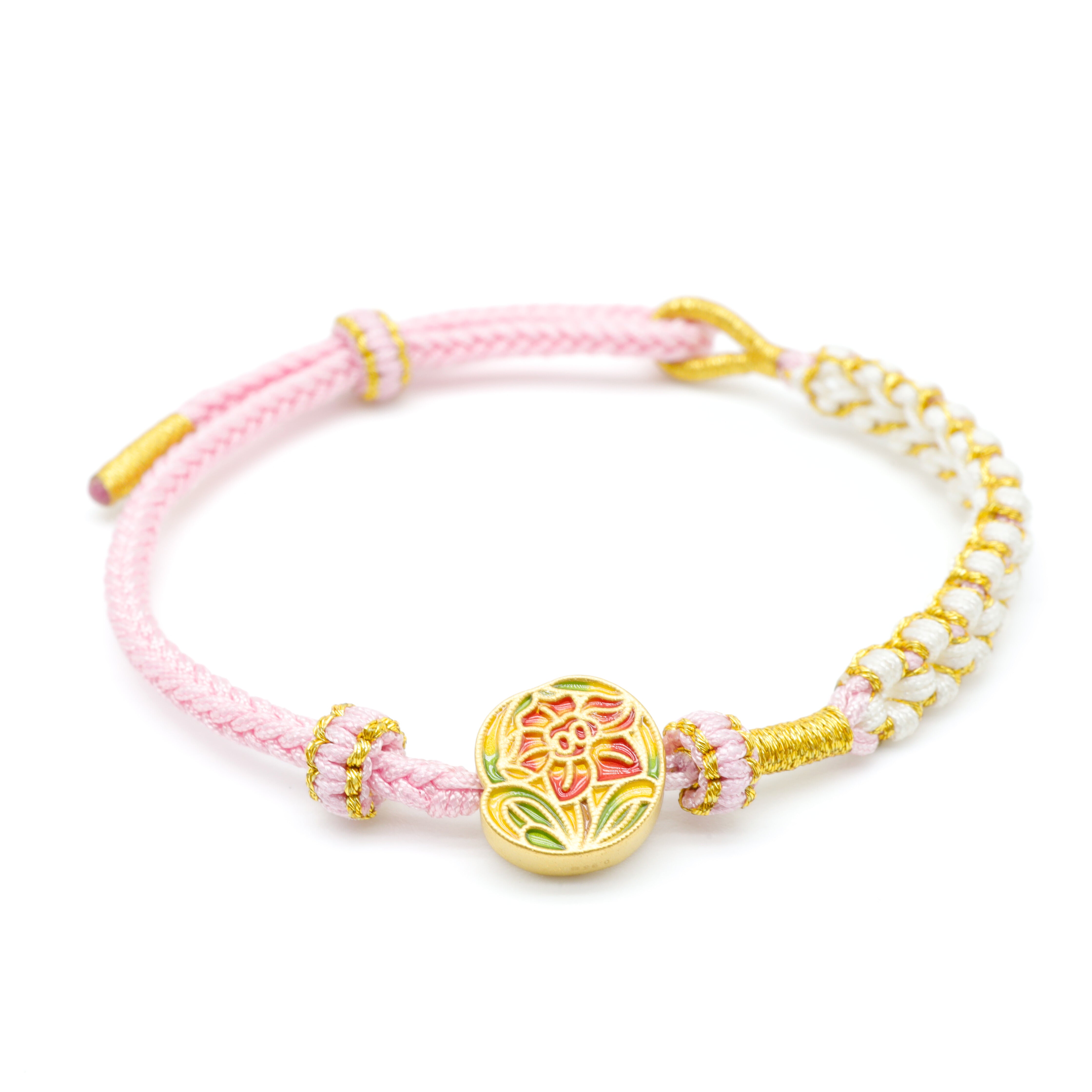 24K Gold Floral Charm Bracelet