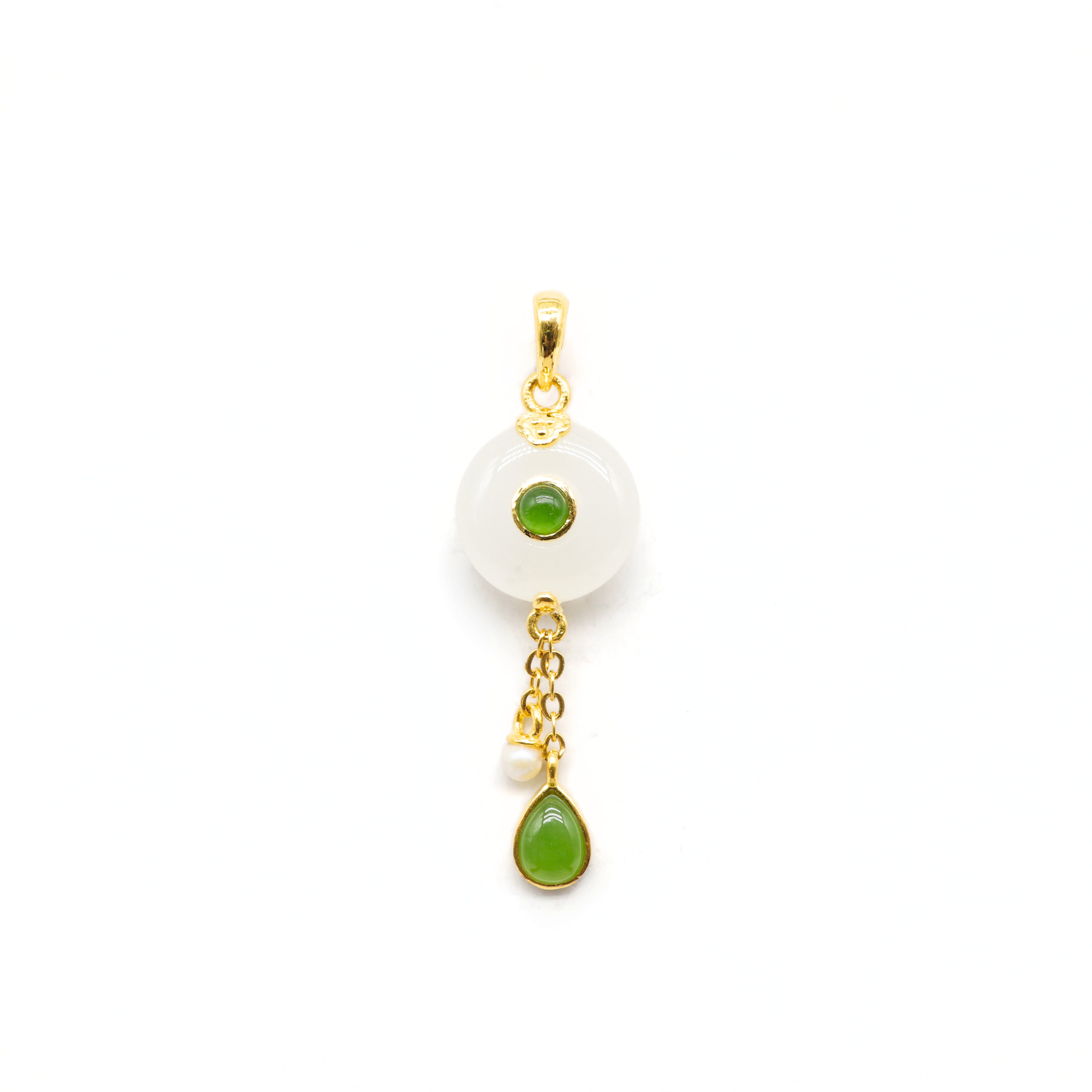 24K Gold Hetian Jade Pendant