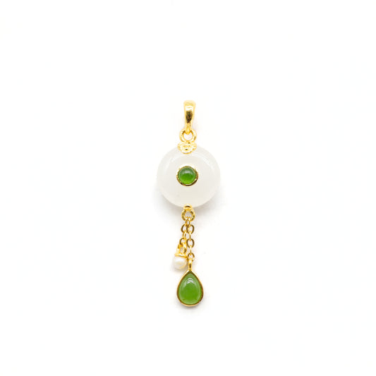 24K Gold Hetian Jade Pendant