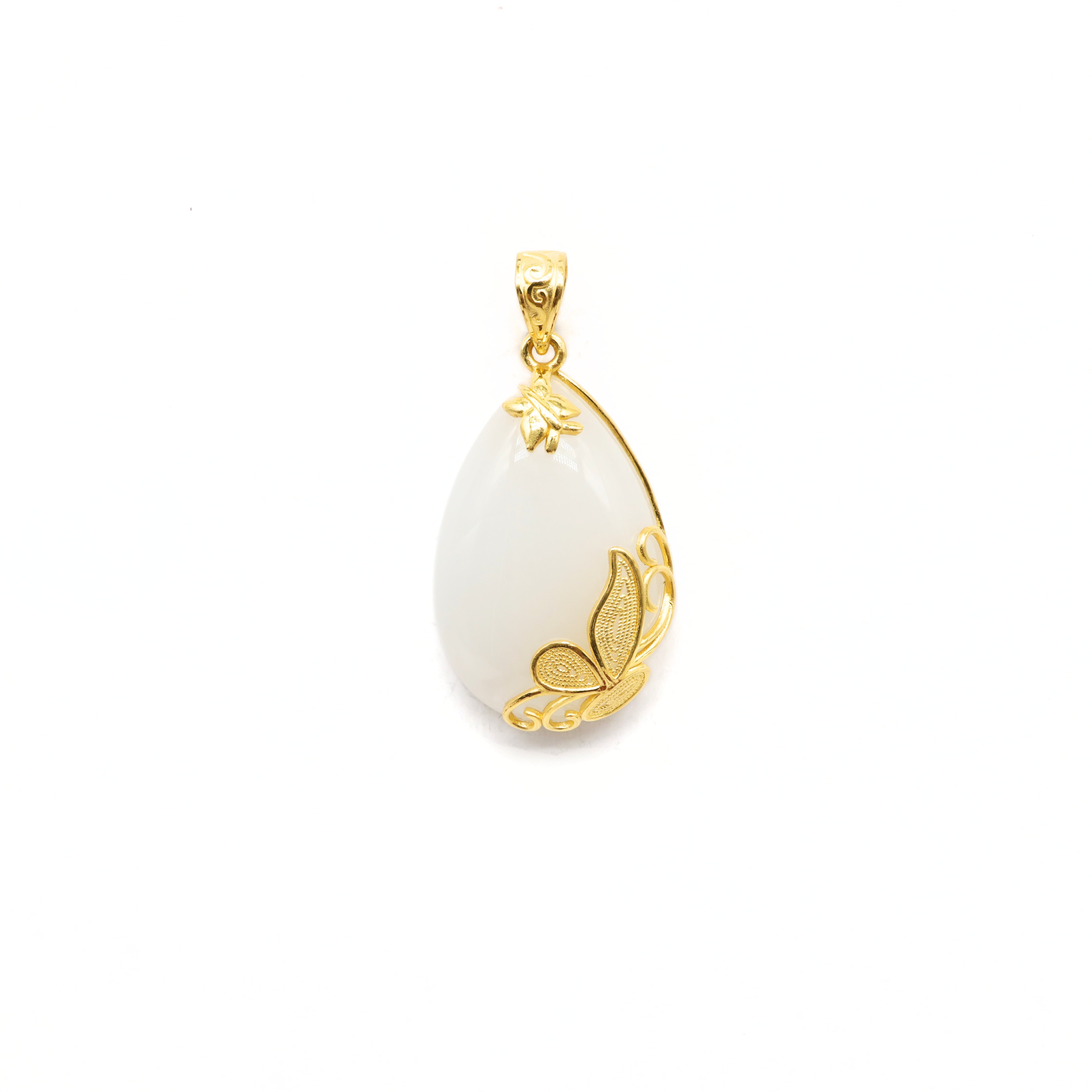 24K Gold Hetian Jade Pendant