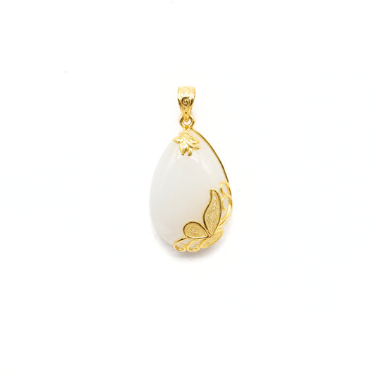 24K Gold Hetian Jade Pendant