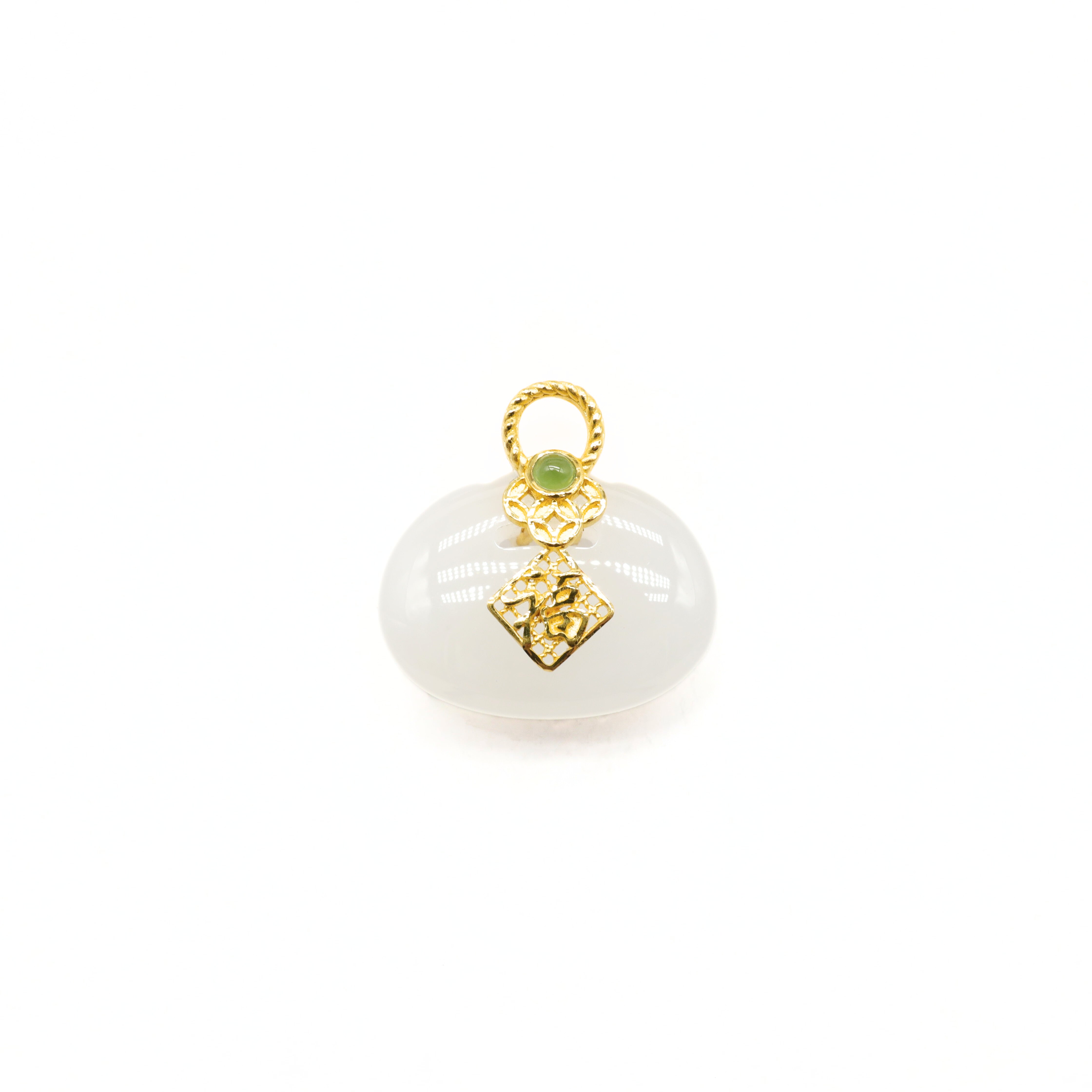 24K Gold Hetian Jade Pendant