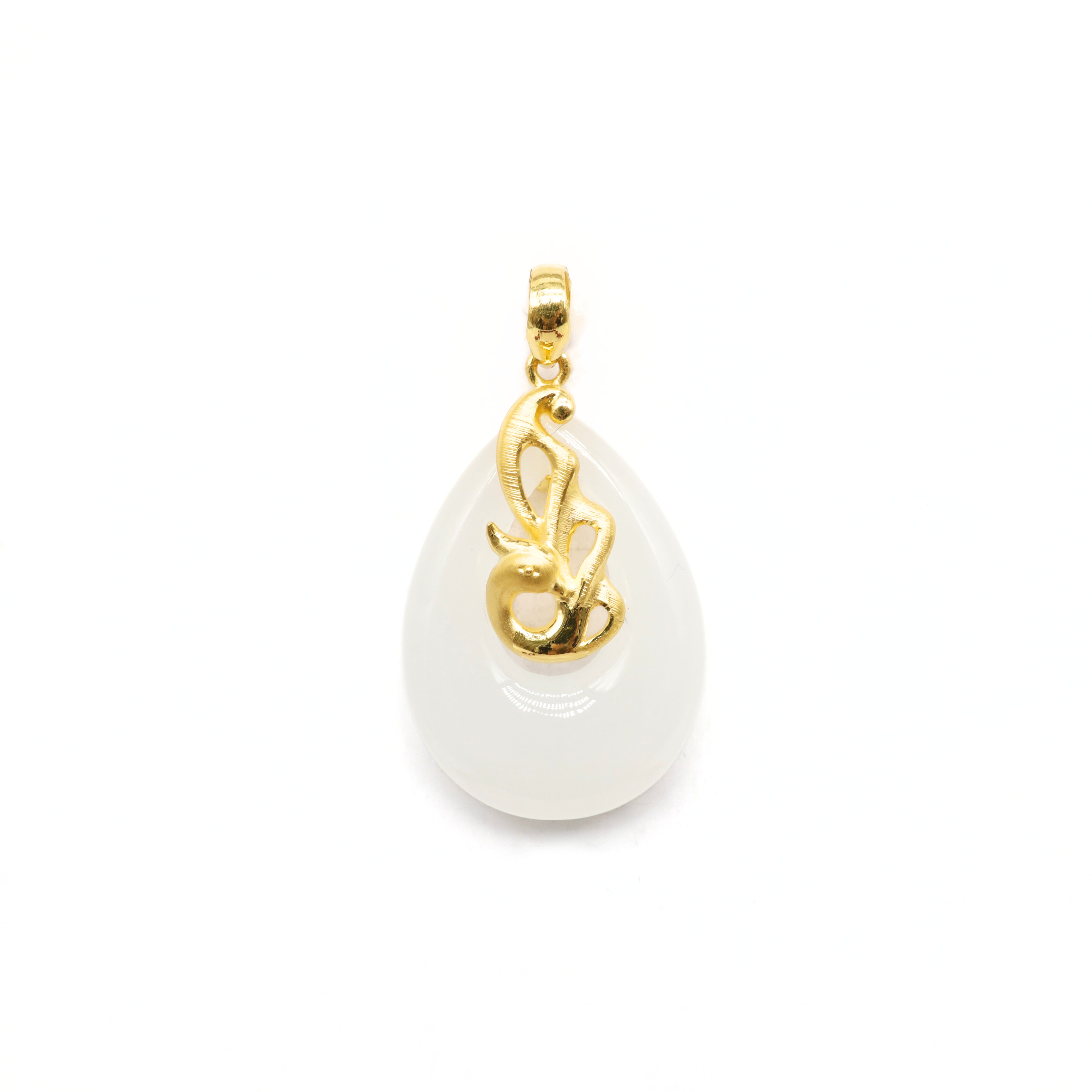 24K Gold Hetian Jade Pendant