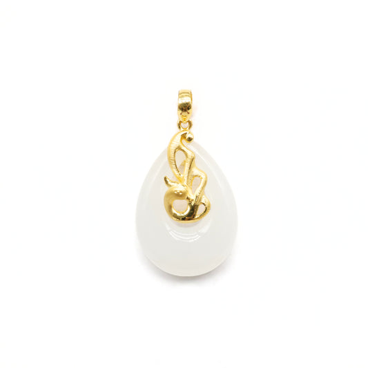 24K Gold Hetian Jade Pendant