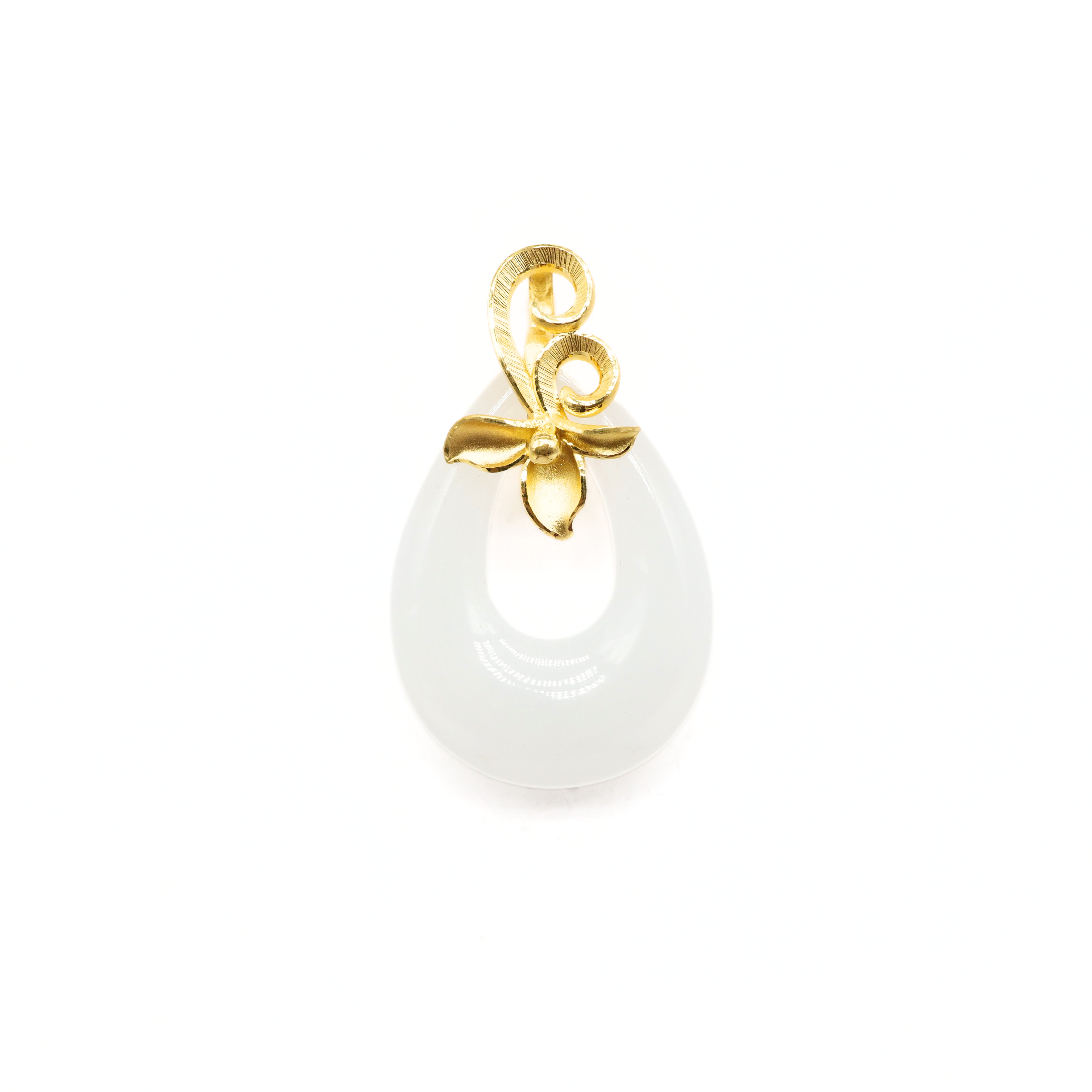 24K Gold Hetian Jade Pendant