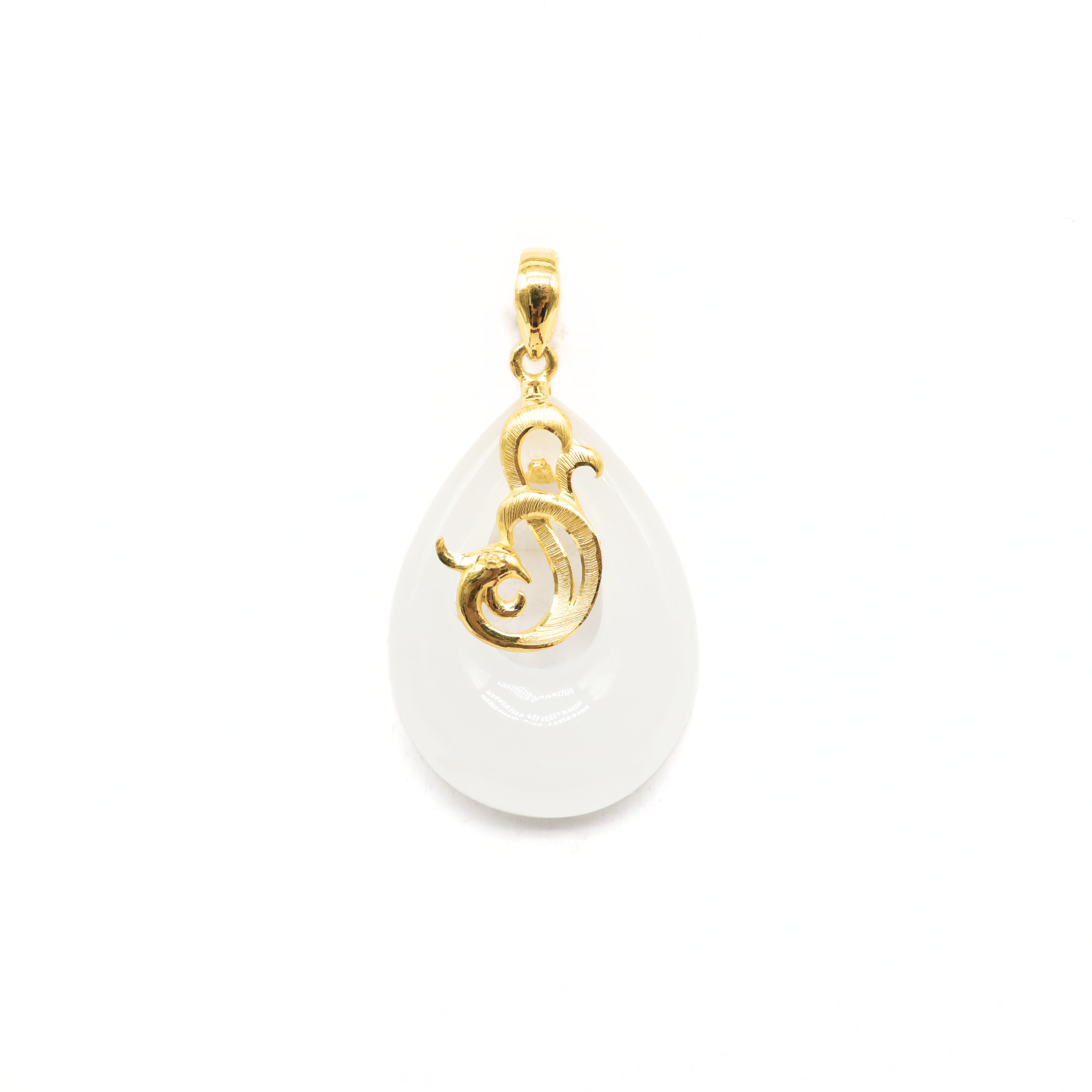 24K Gold Hetian Jade Pendant