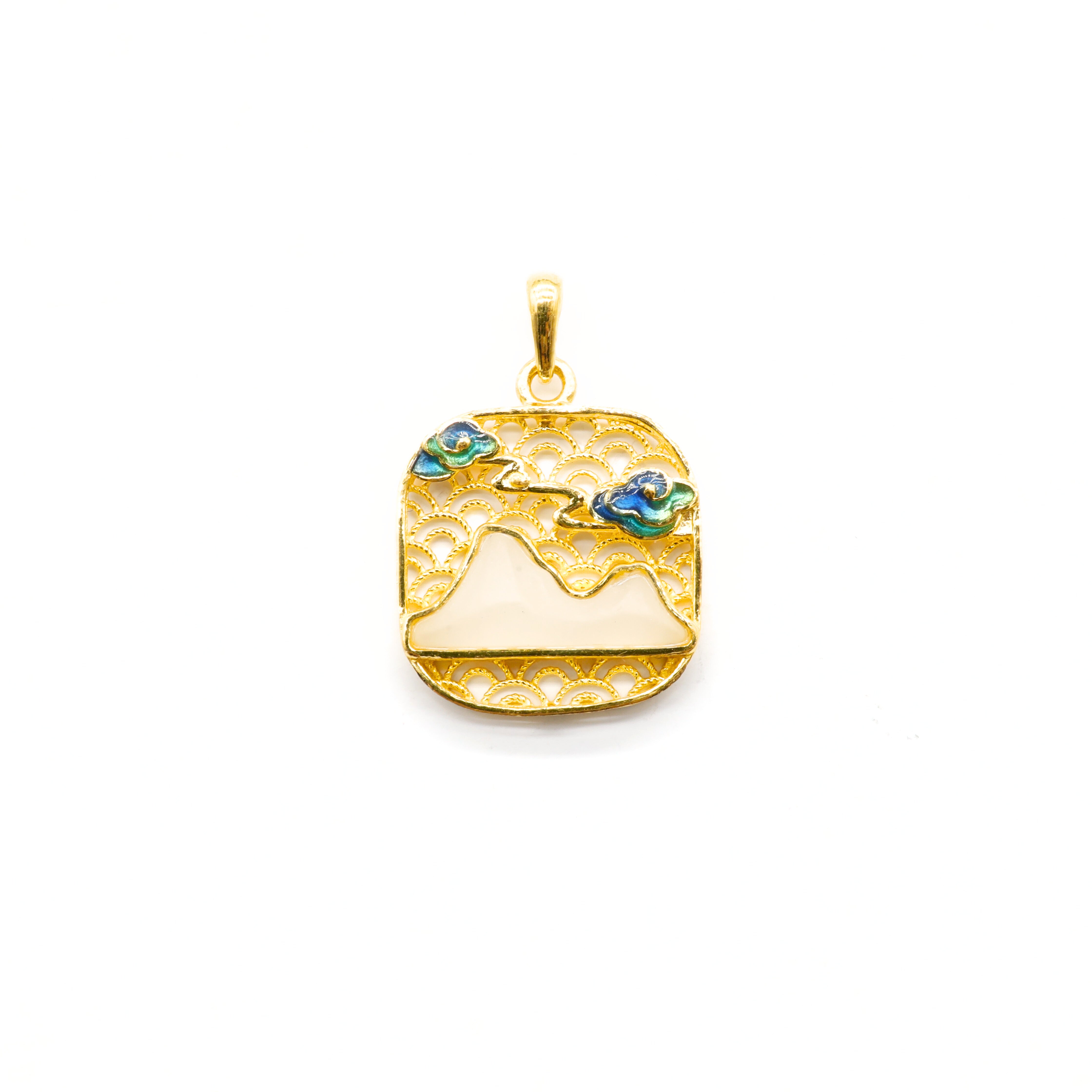 24K Gold Hetian Jade Pendant