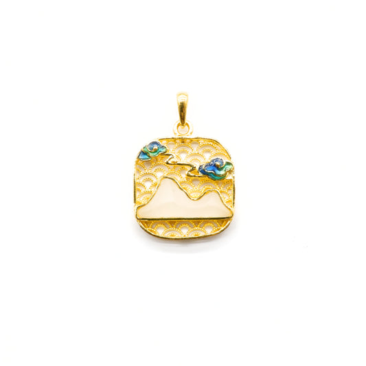 24K Gold Hetian Jade Pendant