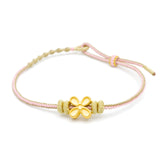 24K Gold Four-Petal Floral Charm Bracelet