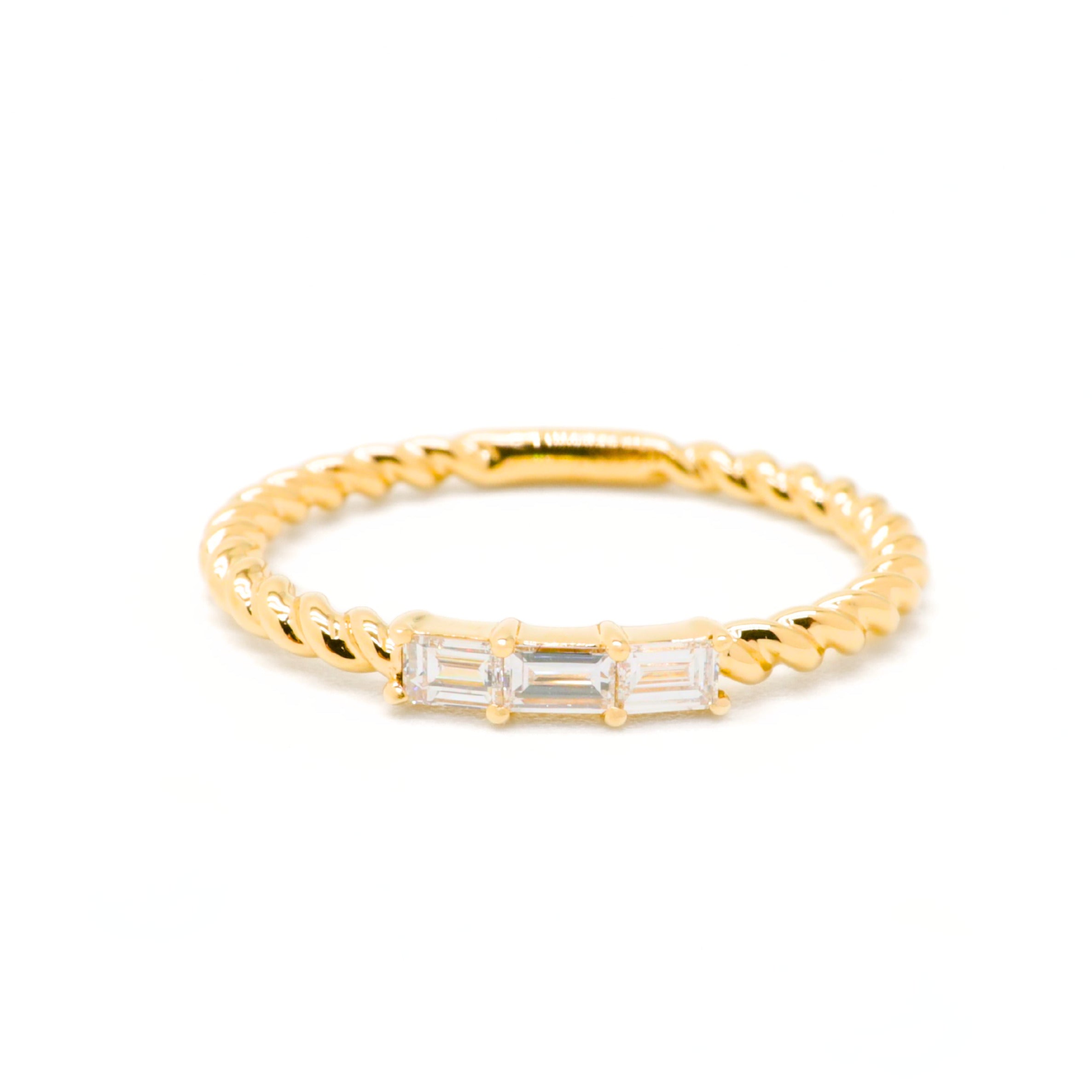 Elegant Lab-Grown Diamond Triple Baguette Ring