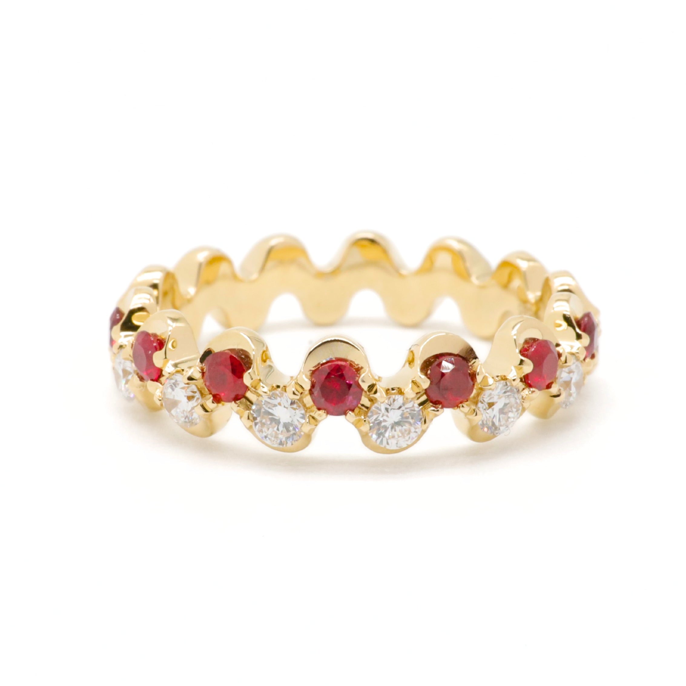 Elegant Lab-Grown Diamond & Ruby Band Ring