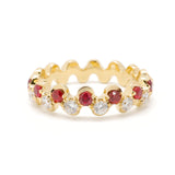 Elegant Lab-Grown Diamond & Ruby Band Ring