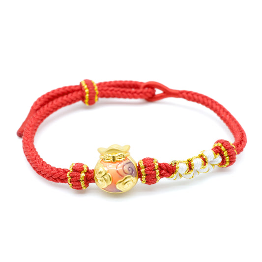 24K Gold Fortune Bag Charm Bracelet