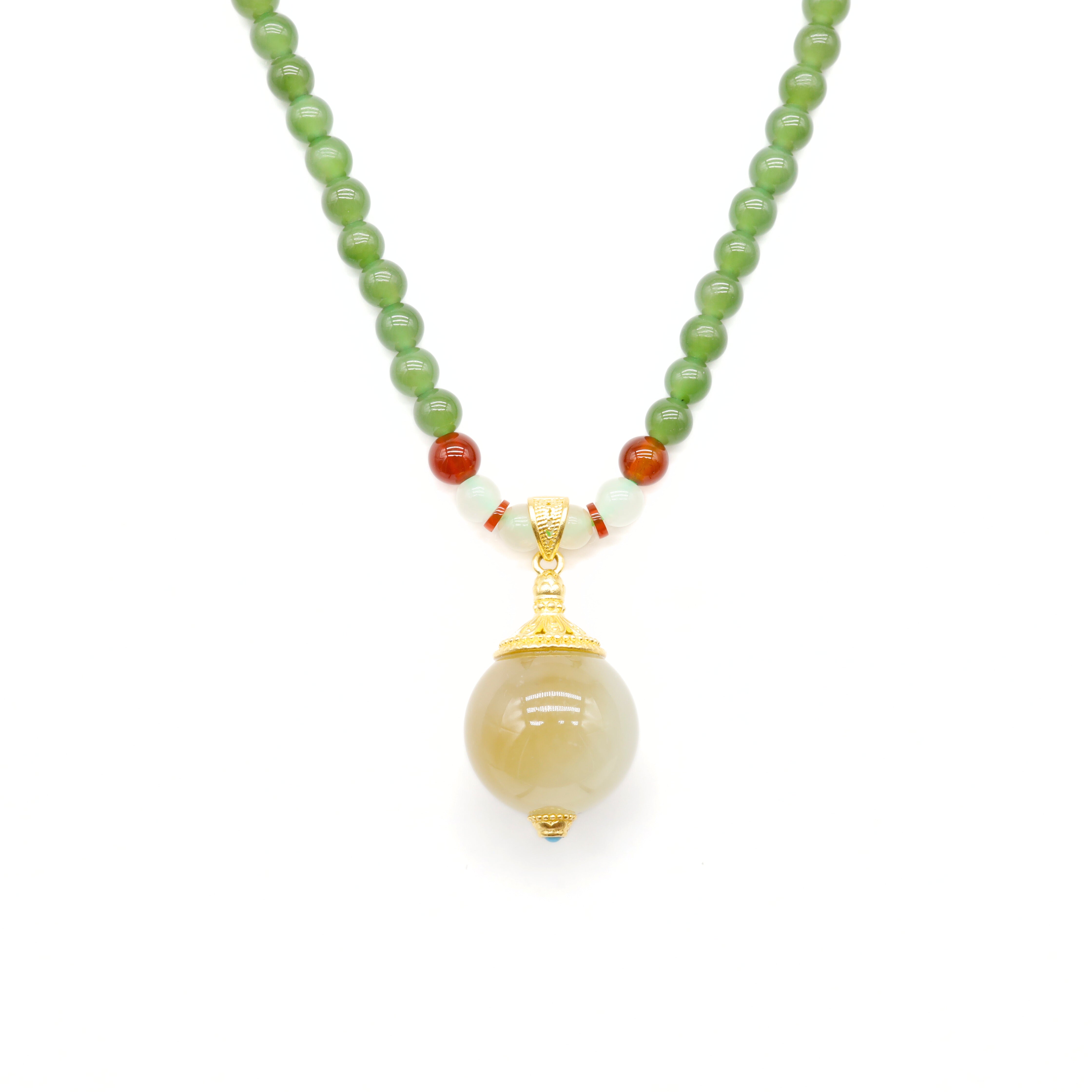 24k GOLD HETIAN JADE NECKLACE