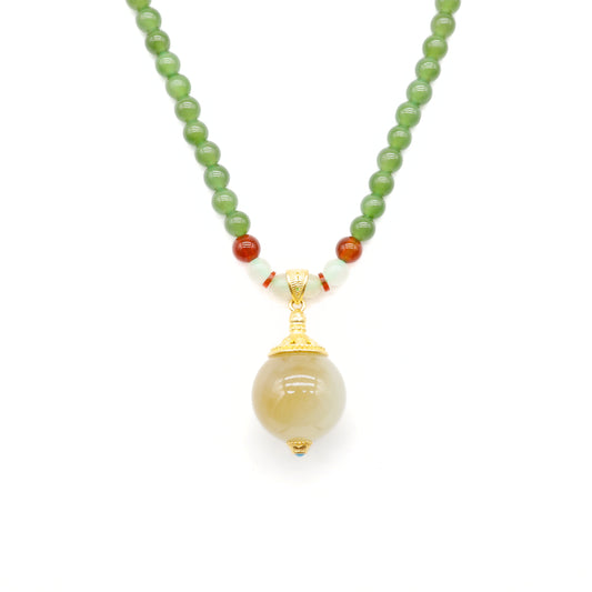 24k GOLD HETIAN JADE NECKLACE