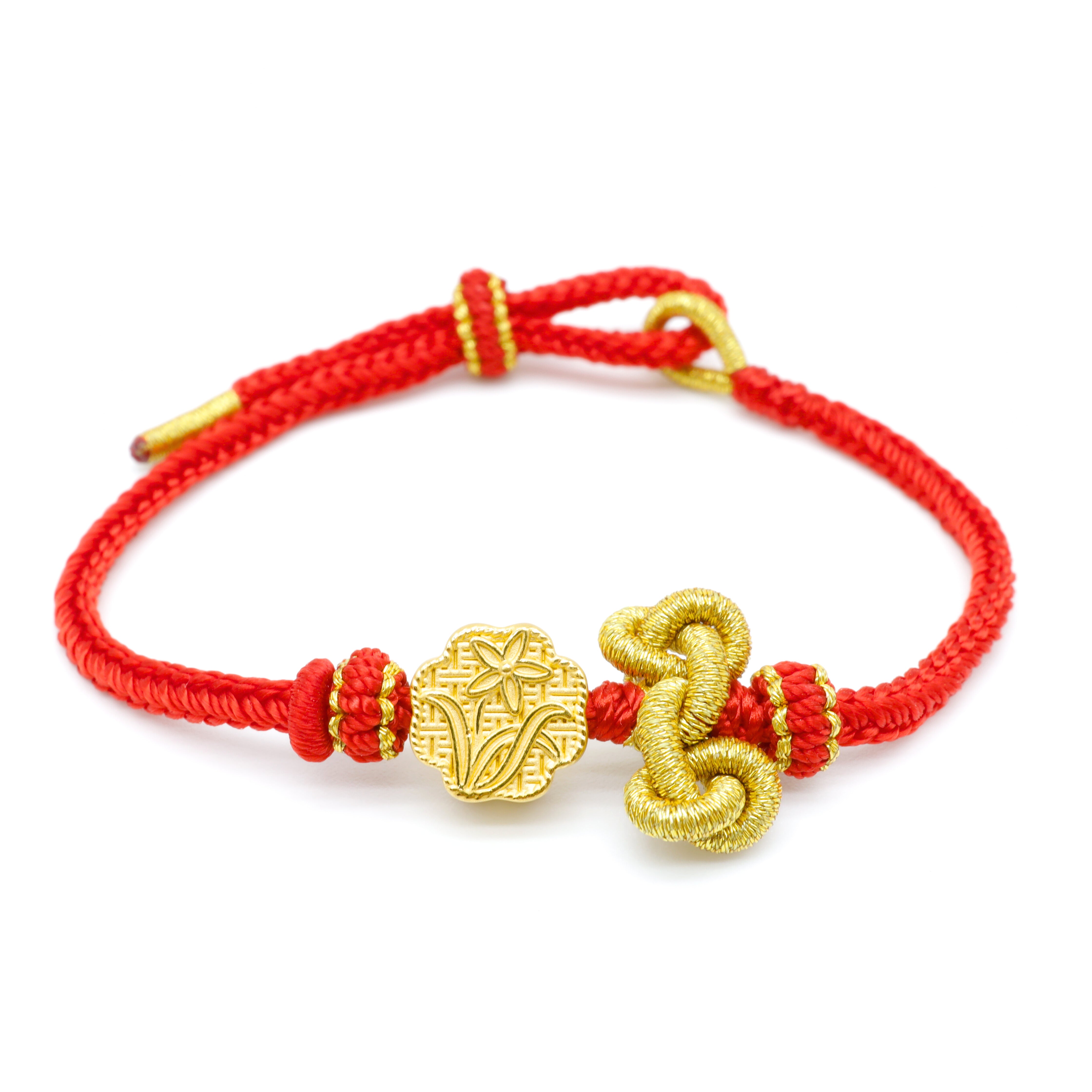 24K Gold Floral Charm Bracelet