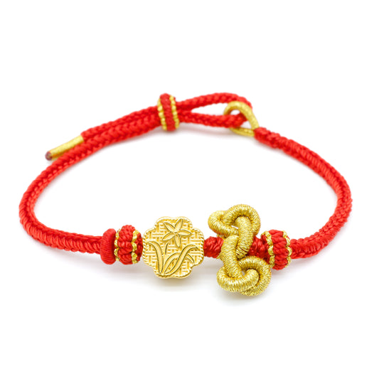 24K Gold Floral Charm Bracelet
