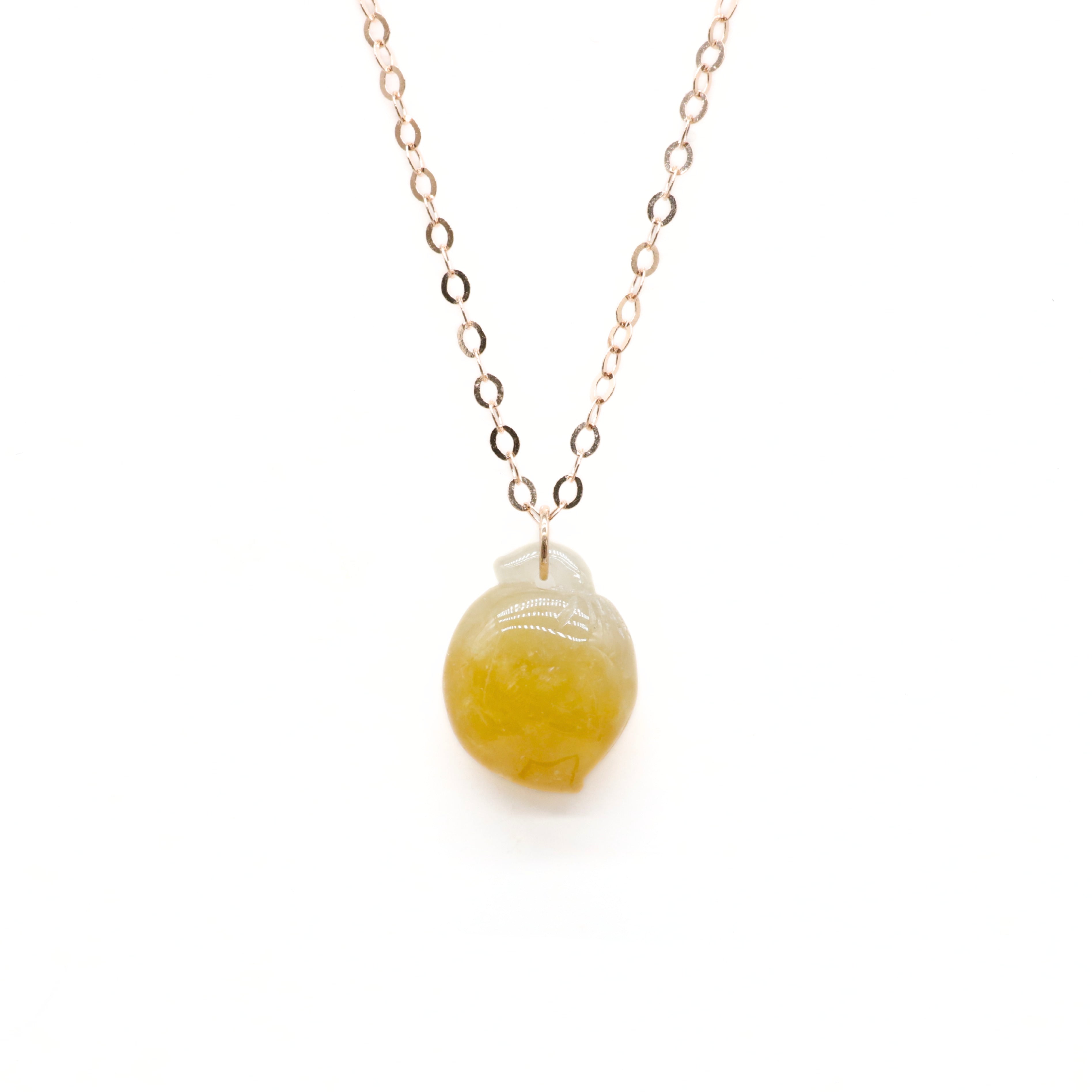 Rose Gold Yellow Hetian Jade Necklace