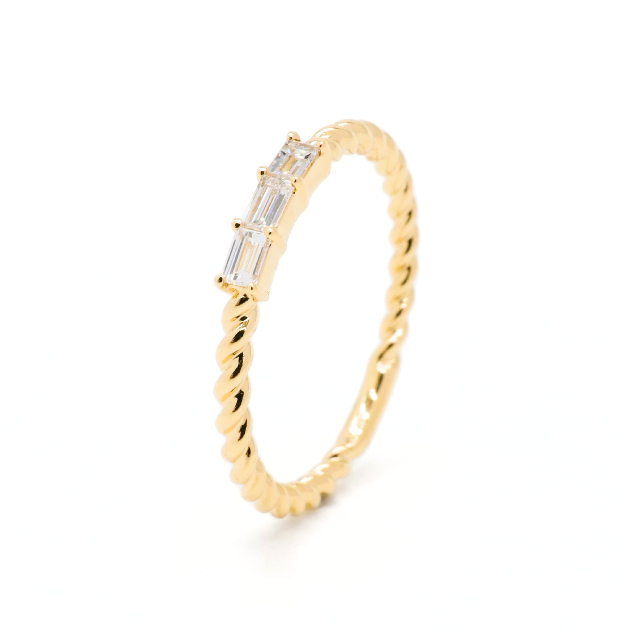 Elegant Lab-Grown Diamond Triple Baguette Ring