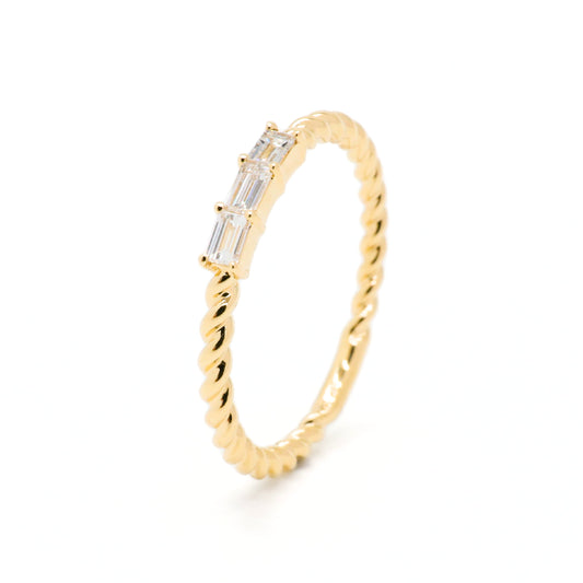 Elegant Lab-Grown Diamond Triple Baguette Ring