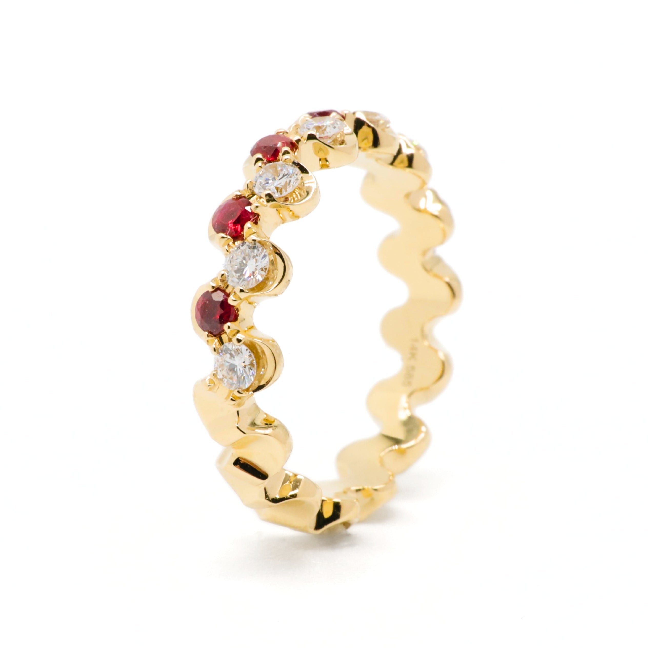 Elegant Lab-Grown Diamond & Ruby Band Ring