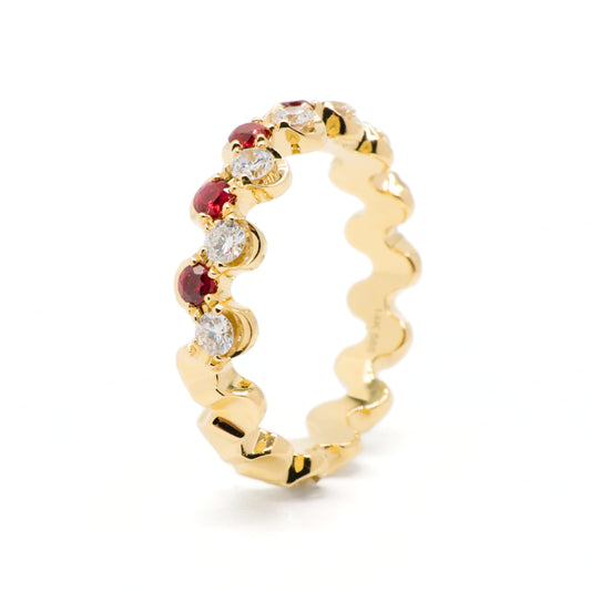 Elegant Lab-Grown Diamond & Ruby Band Ring