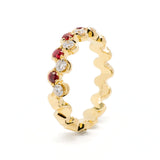 Elegant Lab-Grown Diamond & Ruby Band Ring