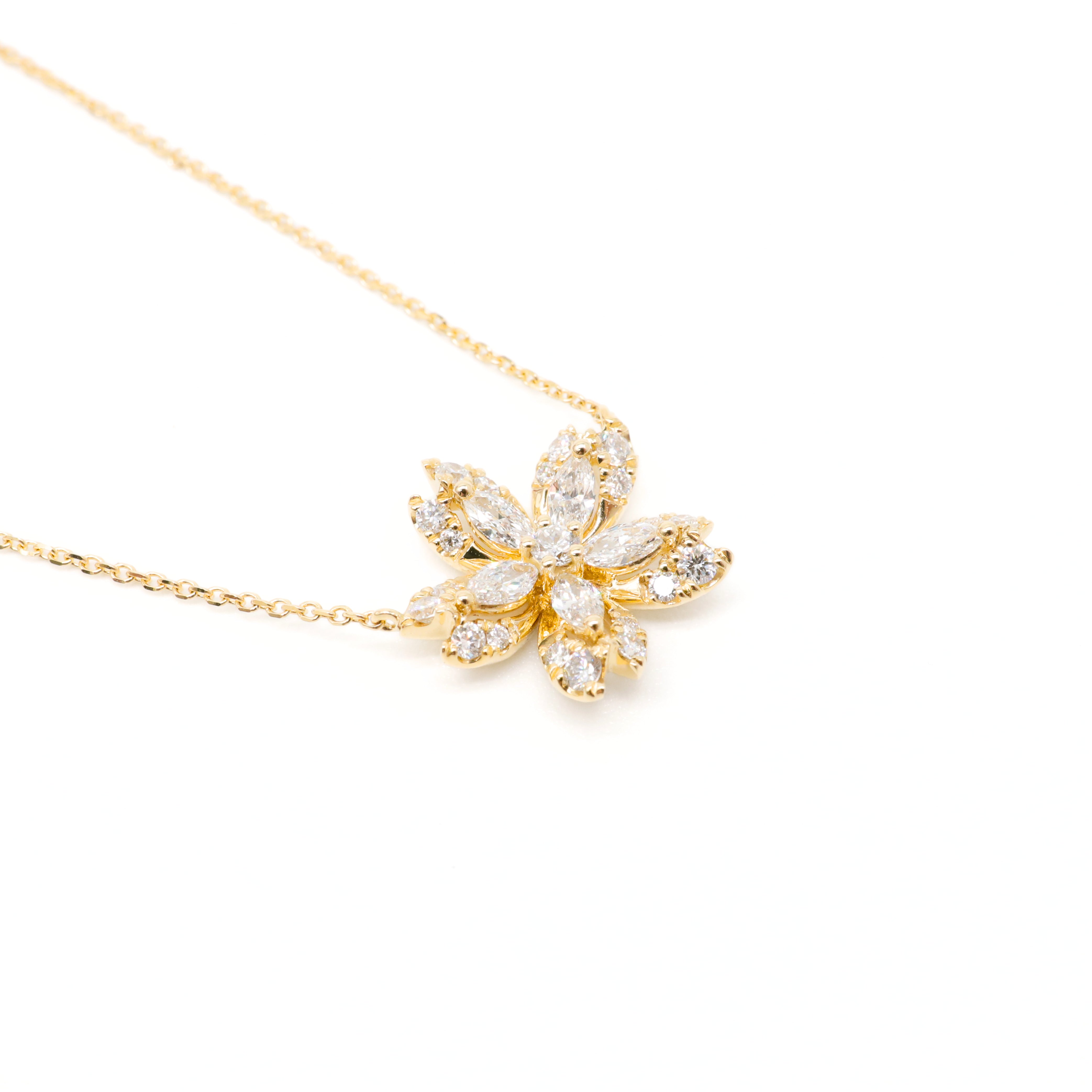 Lab-Diamonds Marquise Flower Necklace