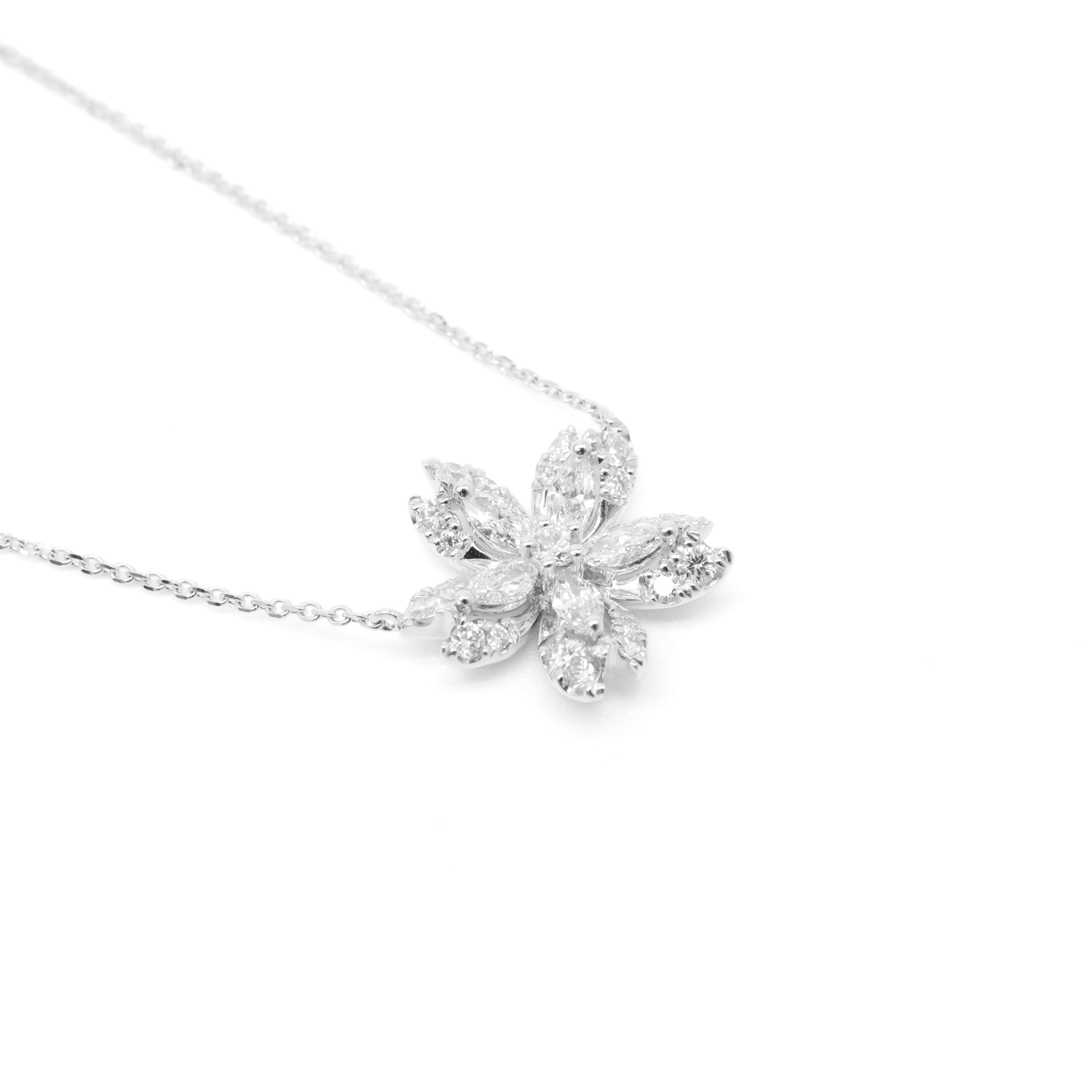 Lab-Diamonds Marquise Flower Necklace