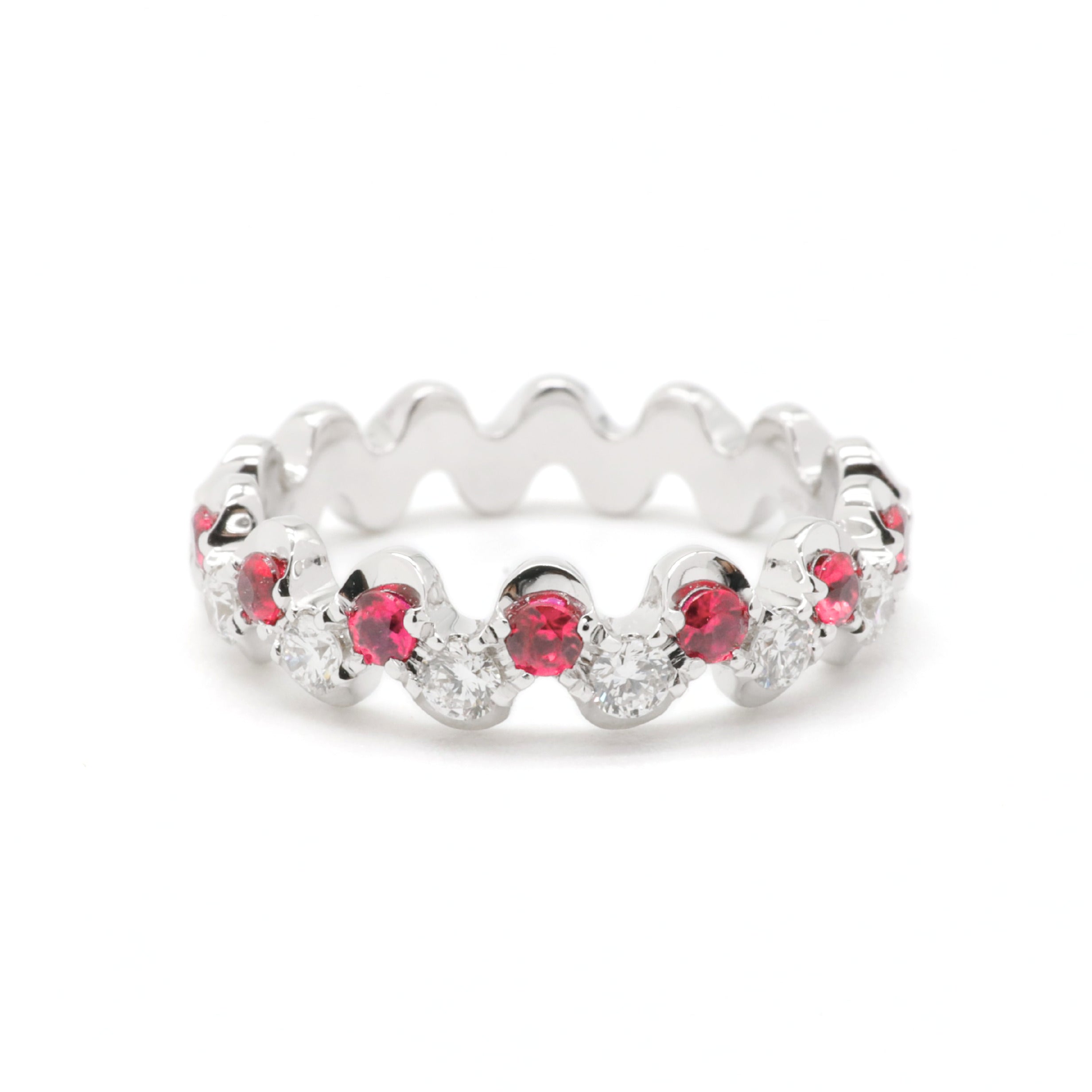 Elegant Lab-Grown Diamond & Ruby Band Ring